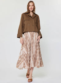 Floral Lace Pleated Midi Skirt