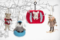 Skiing Mouse in Gondola Ornament