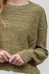 EXPOSED SEAM DROP SHOULDER PULLOVER SWEATER