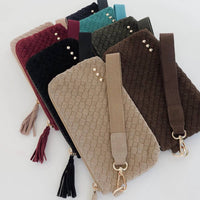 Suede Emma Woven Clutch Wristlet