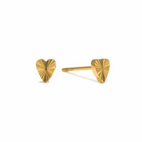 Fluted Heart Stud Earrings | Gold Studs | Waterproof Jewelry