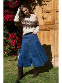 Moon River Midi Denim Skirt