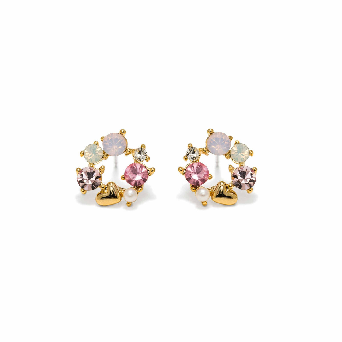 Amorette Stud Earrings | Pearl & Crystal Studs | 11mm