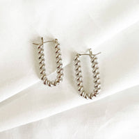 Dockside Croissant Hoops Earrings Silver White Gold Filled