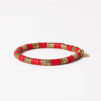 Grace Alternating Color With Gold Sequin Stretch Bracelet Red
