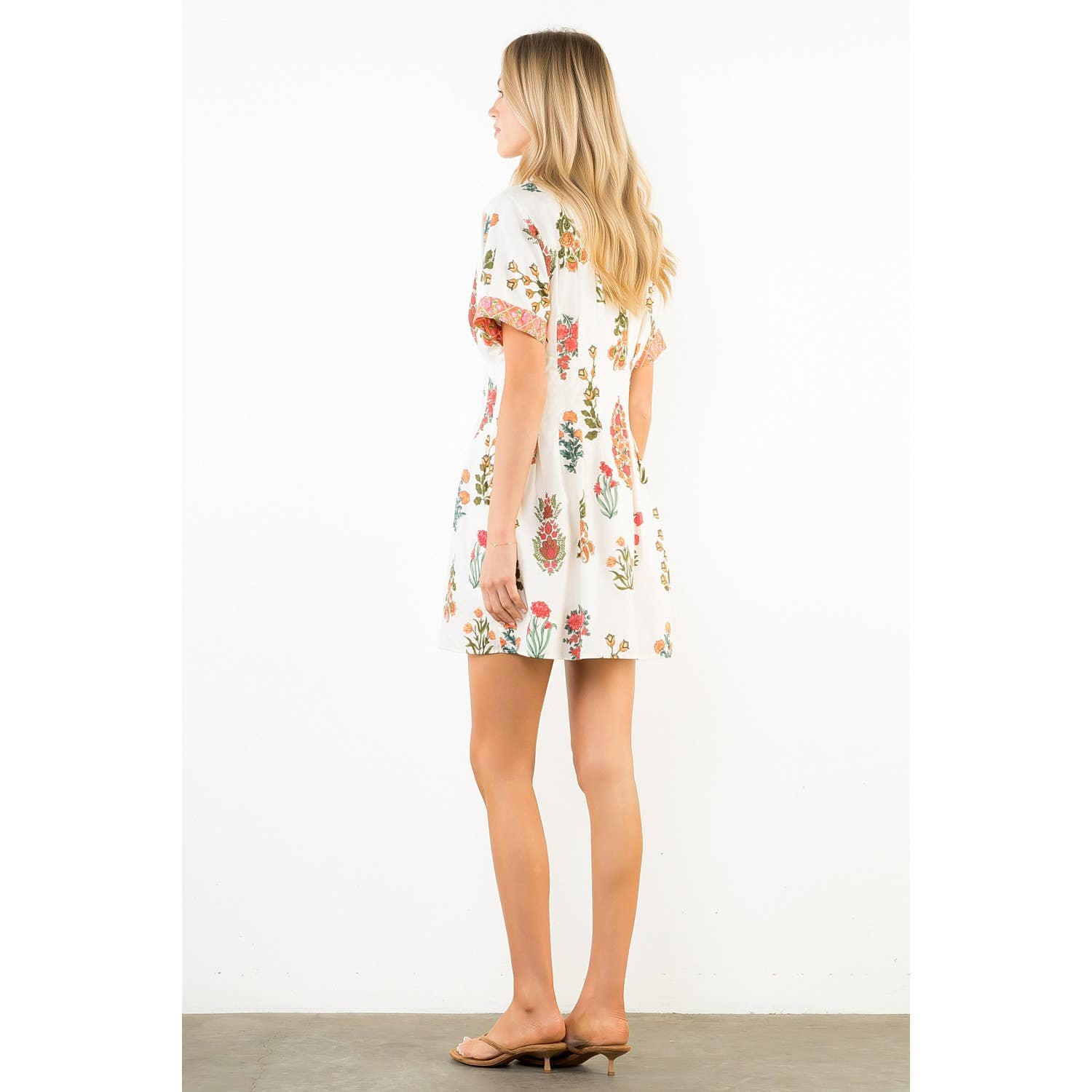 Short Sleeve Floral Pattern Dress