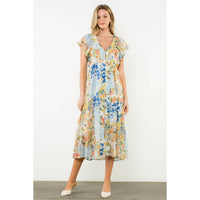 Flutter Sleeve Floral Maxi Dress