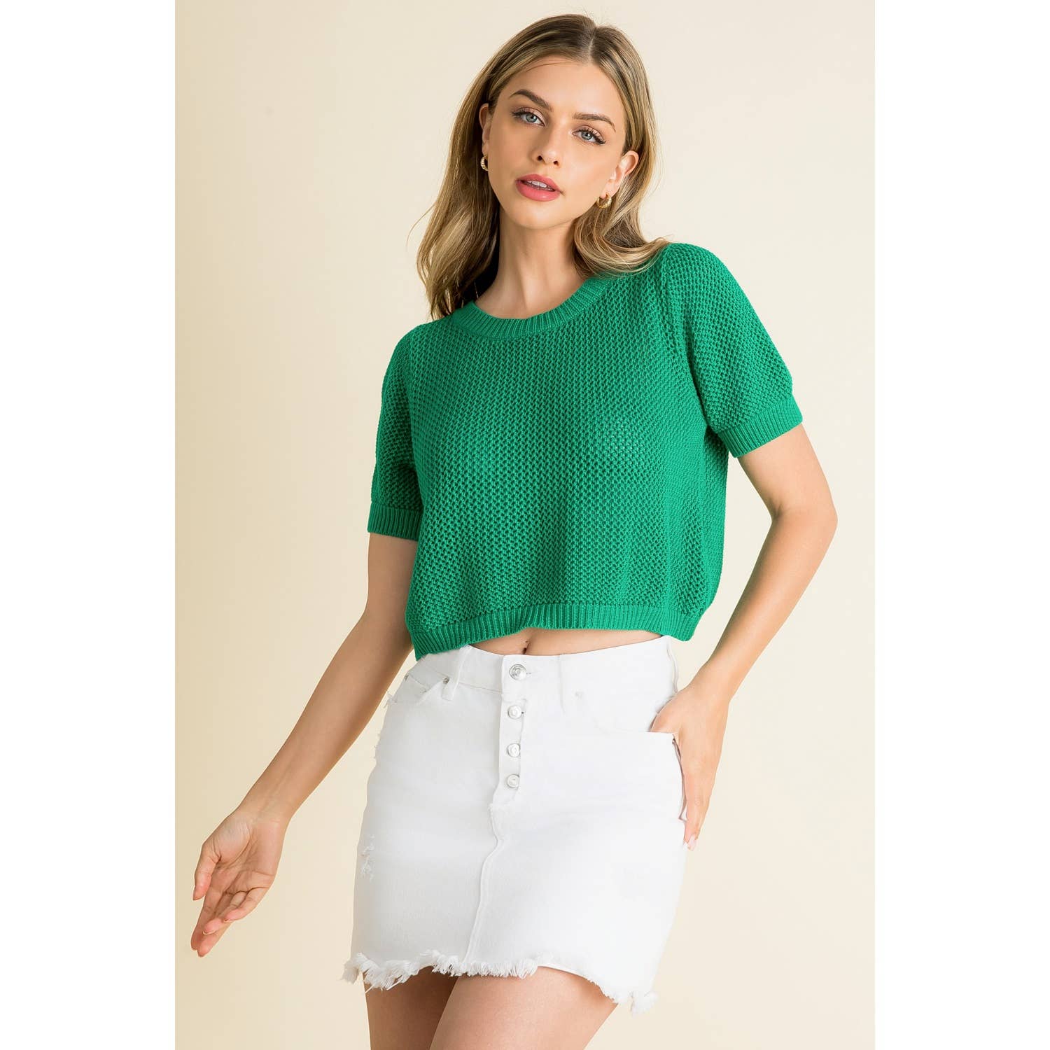 Knit Short Sleeve Sweater Top