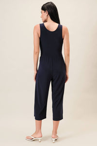 SURPLICE SLEEVELESS WAIST DEFINED CROPPED JUMPSUIT