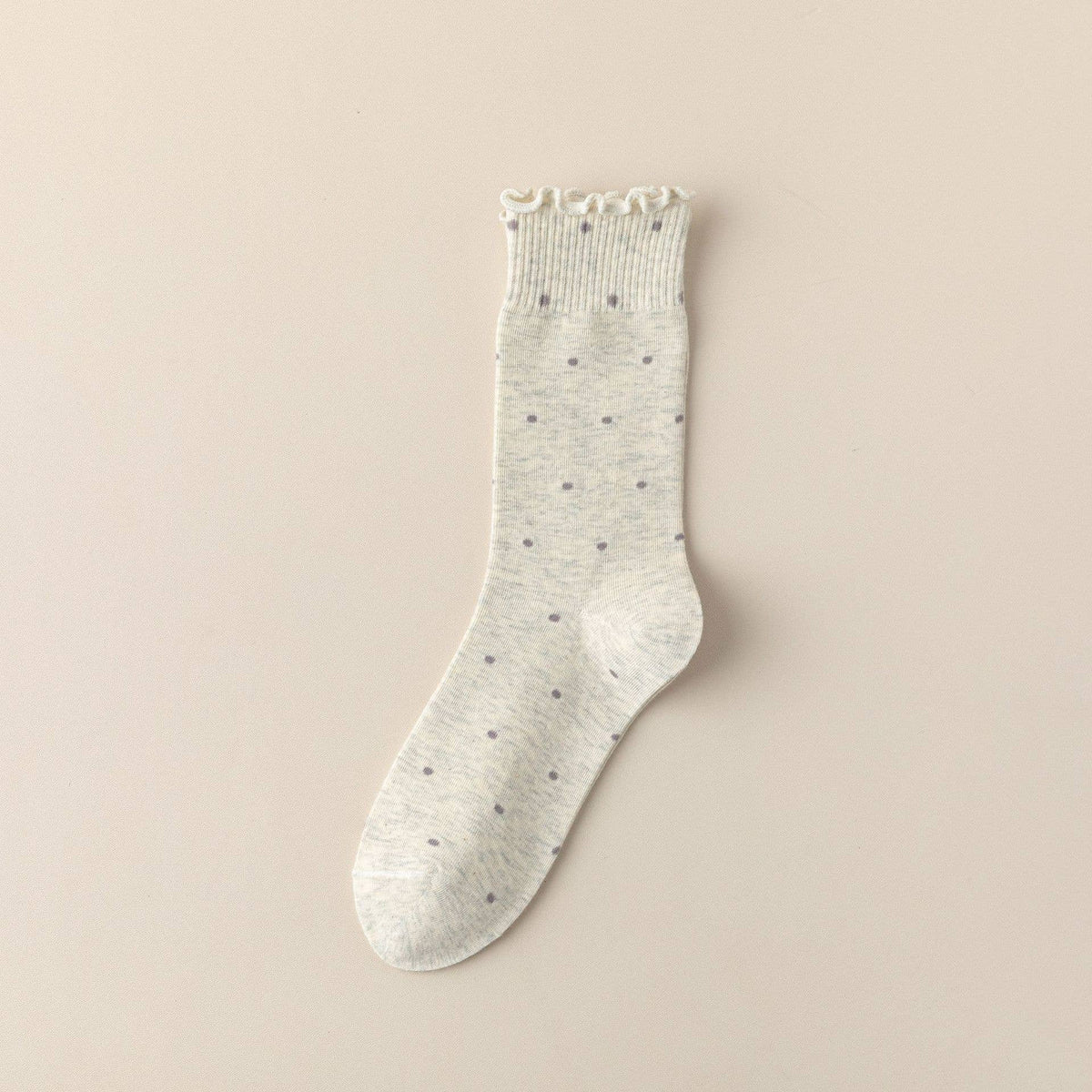 Polka Dot Pattern Ruffle Crew Socks