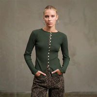 Slim knit Button front Top