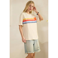 Retro Rainbow Stripe Distressed Tee