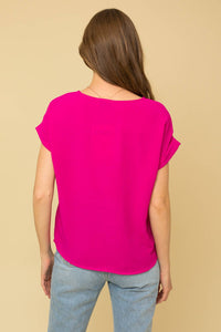Short Roll-up Sleeve Top