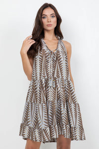 Ruffle neck short tier dress