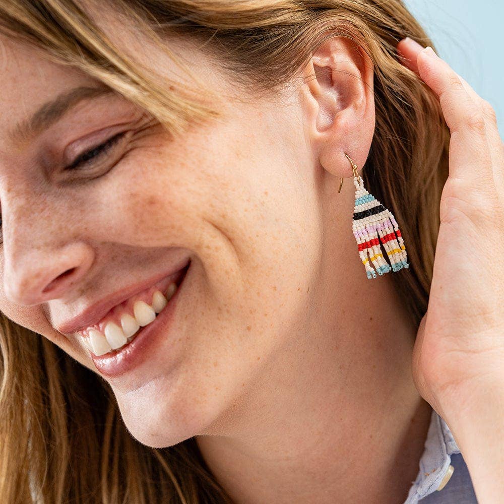 Cassie Mini Stripe Short Fringe Earrings