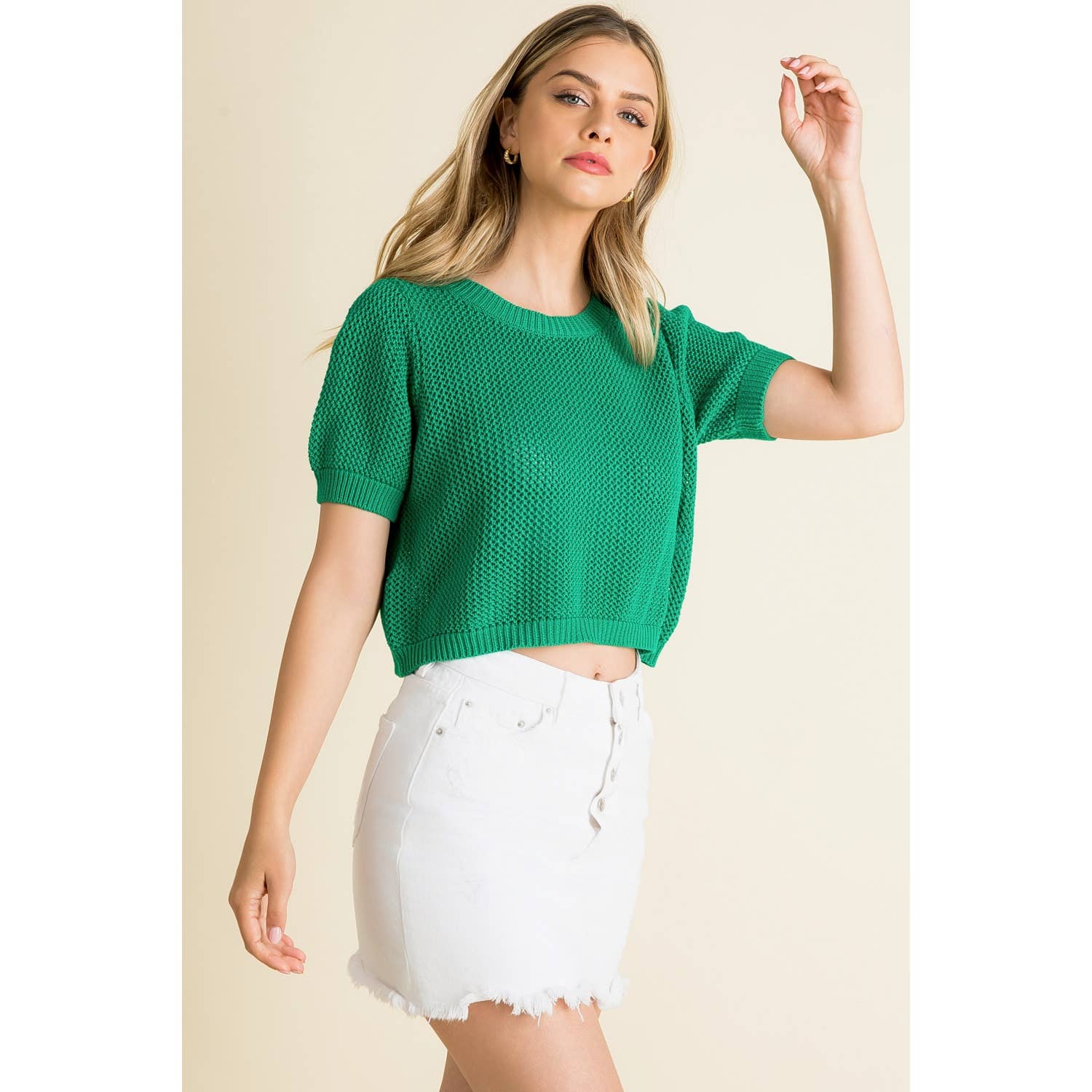 Knit Short Sleeve Sweater Top