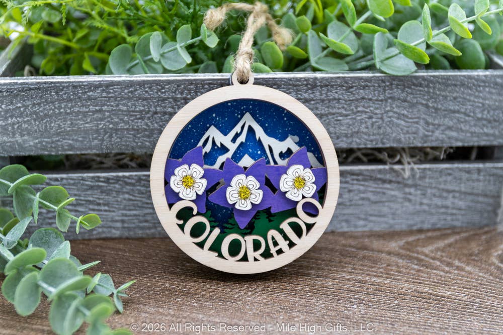 3D Colorado Columbine Ornament