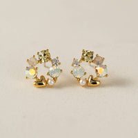 Amorette Stud Earrings | Pearl & Crystal Studs | 11mm