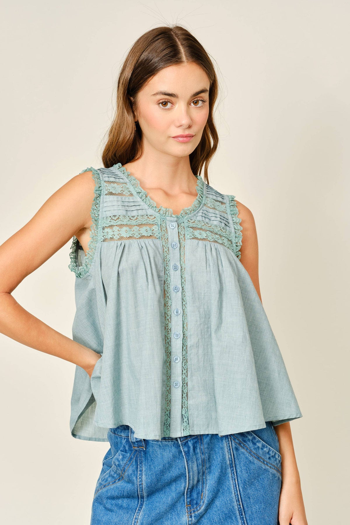 Bohemian Sleeveless Cotton Lace Blouse