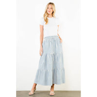 Long Striped Tiered Skirt