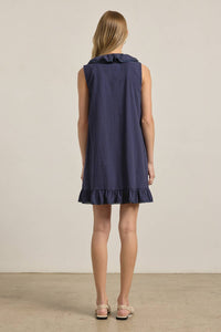 Ruffle Trim Pintuck Dress with Slip Lining