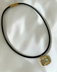 Ophelia Bezel Faux Leather Statement Cord Necklace