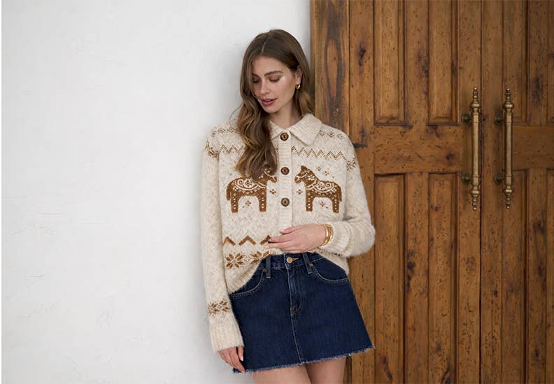 Nordic Pony Button Down Cardigan