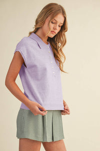 Cap Sleve Collared Sweater Vest