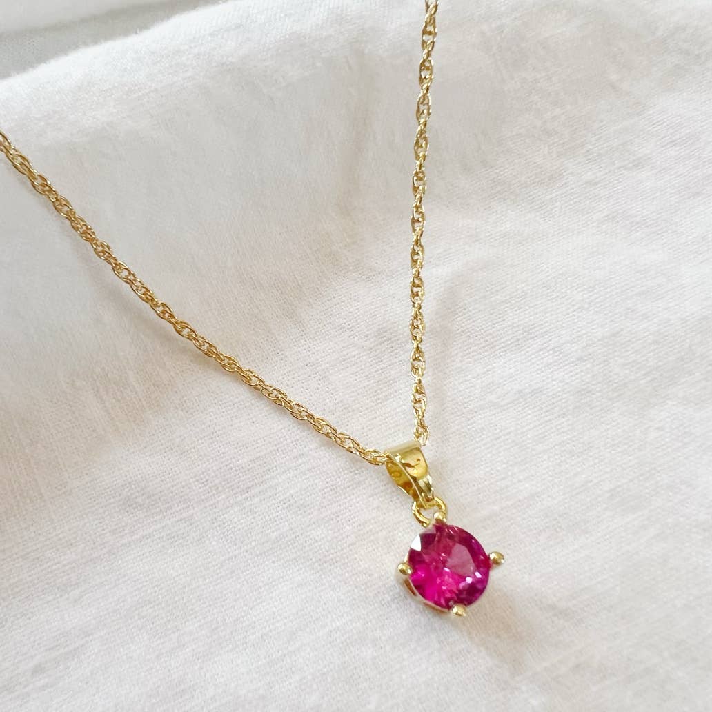 Margot Pink Pendant Necklace Gold Filled