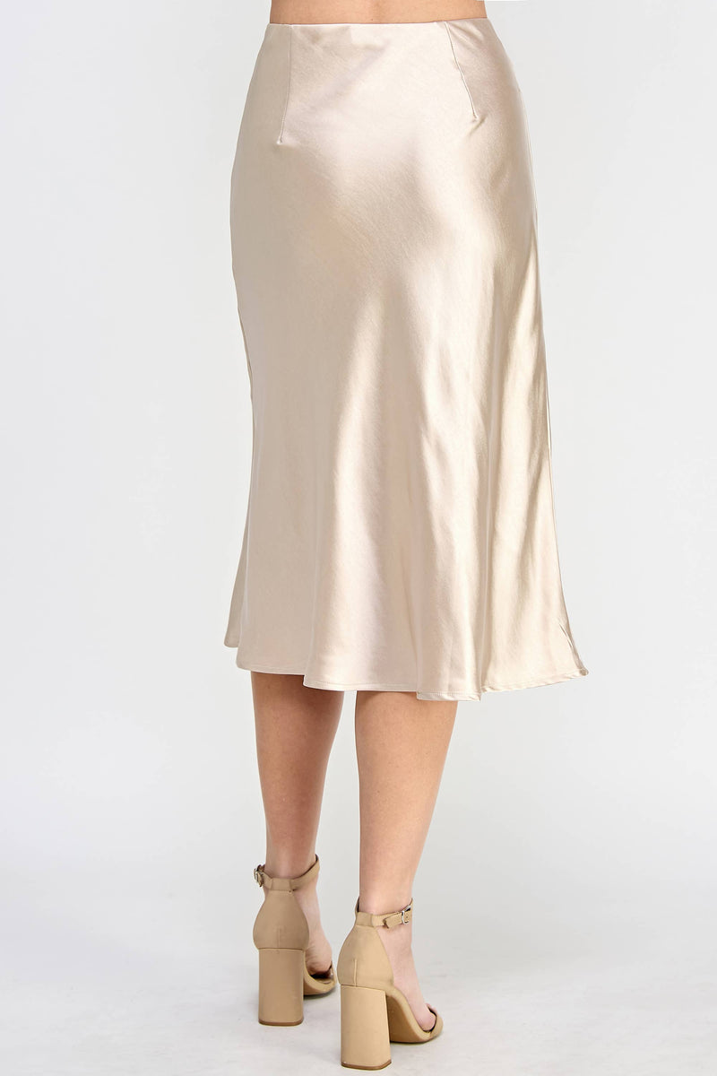 SATIN MIDI SKIRT