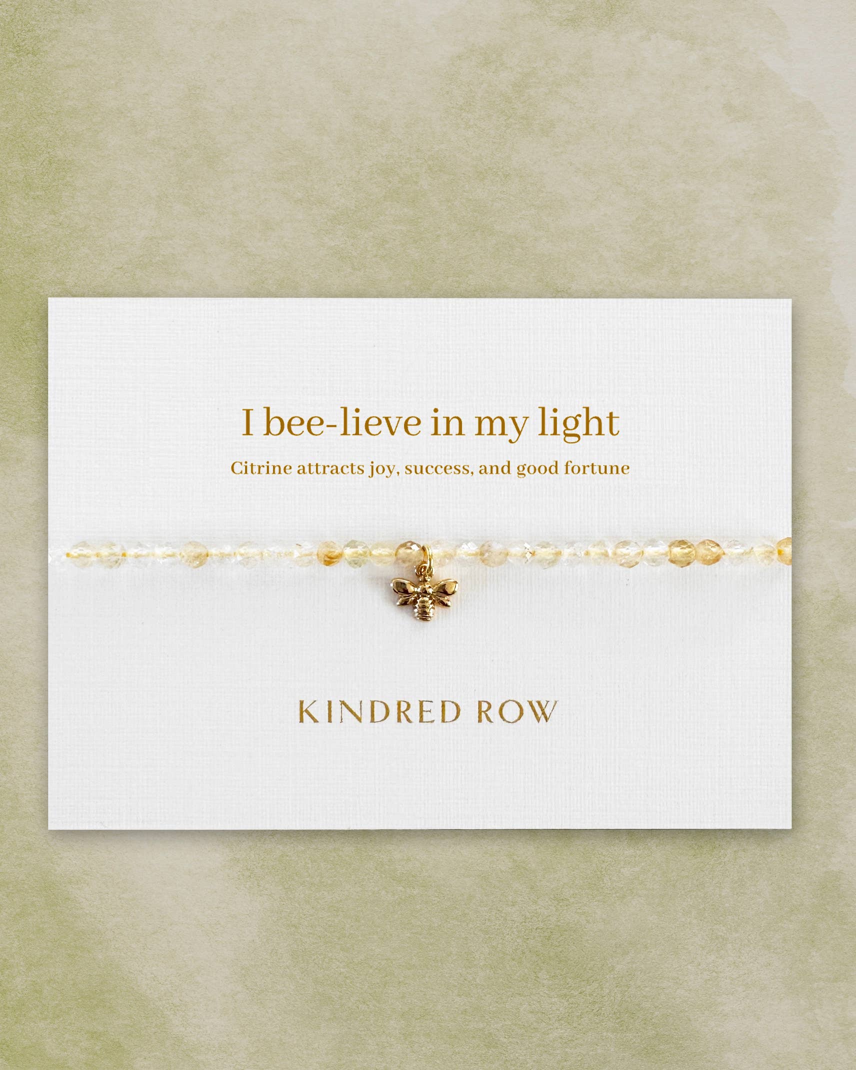 Citrine Bee Affirmation Charm Bracelet