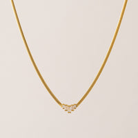 Clarice Necklace | Baguette Pendant | Herringbone Chain