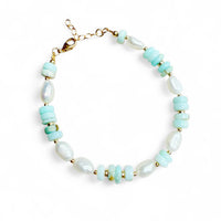 Cape May Green Opal Pearl Beaded Gold Filled Bracelet