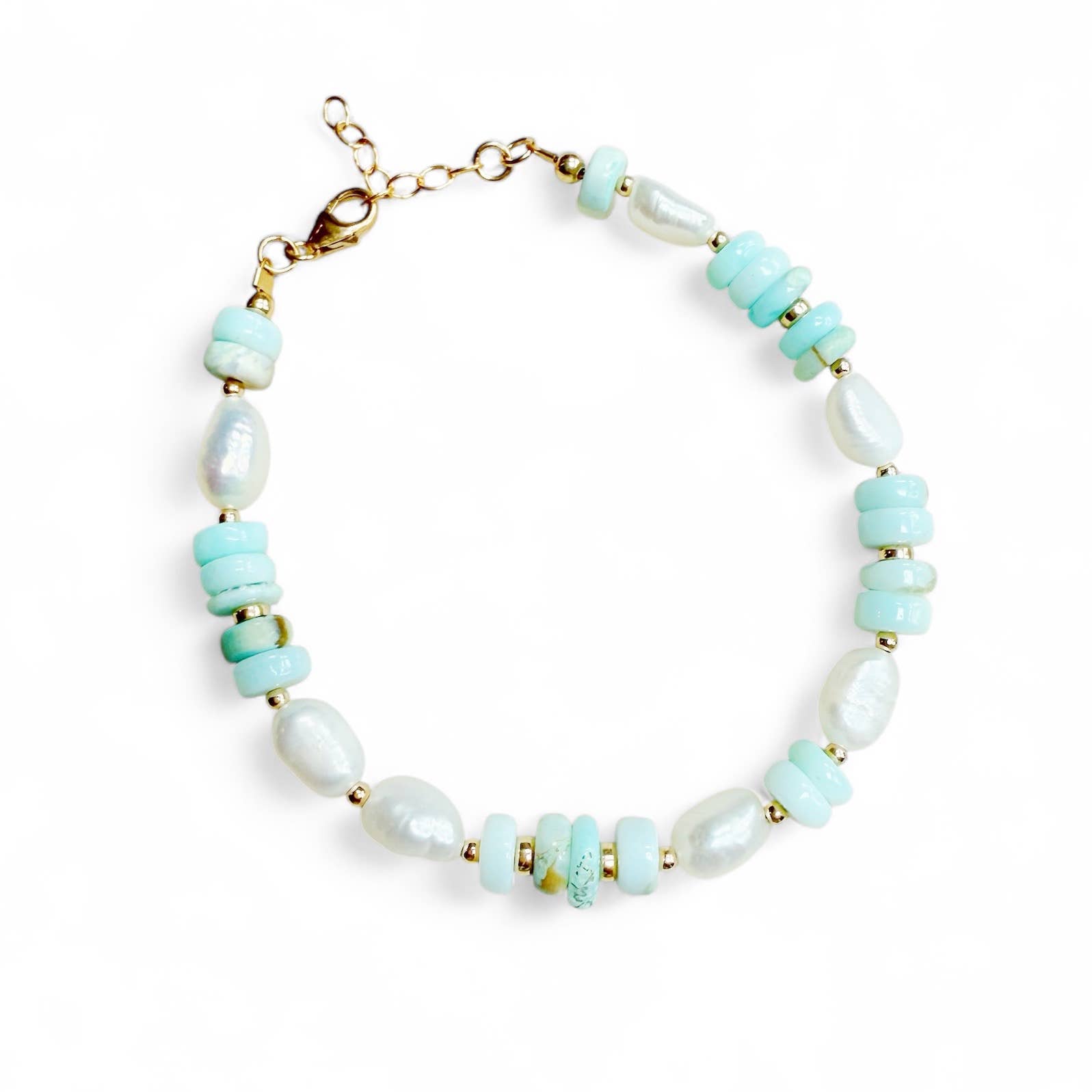 Cape May Green Opal Pearl Beaded Gold Filled Bracelet