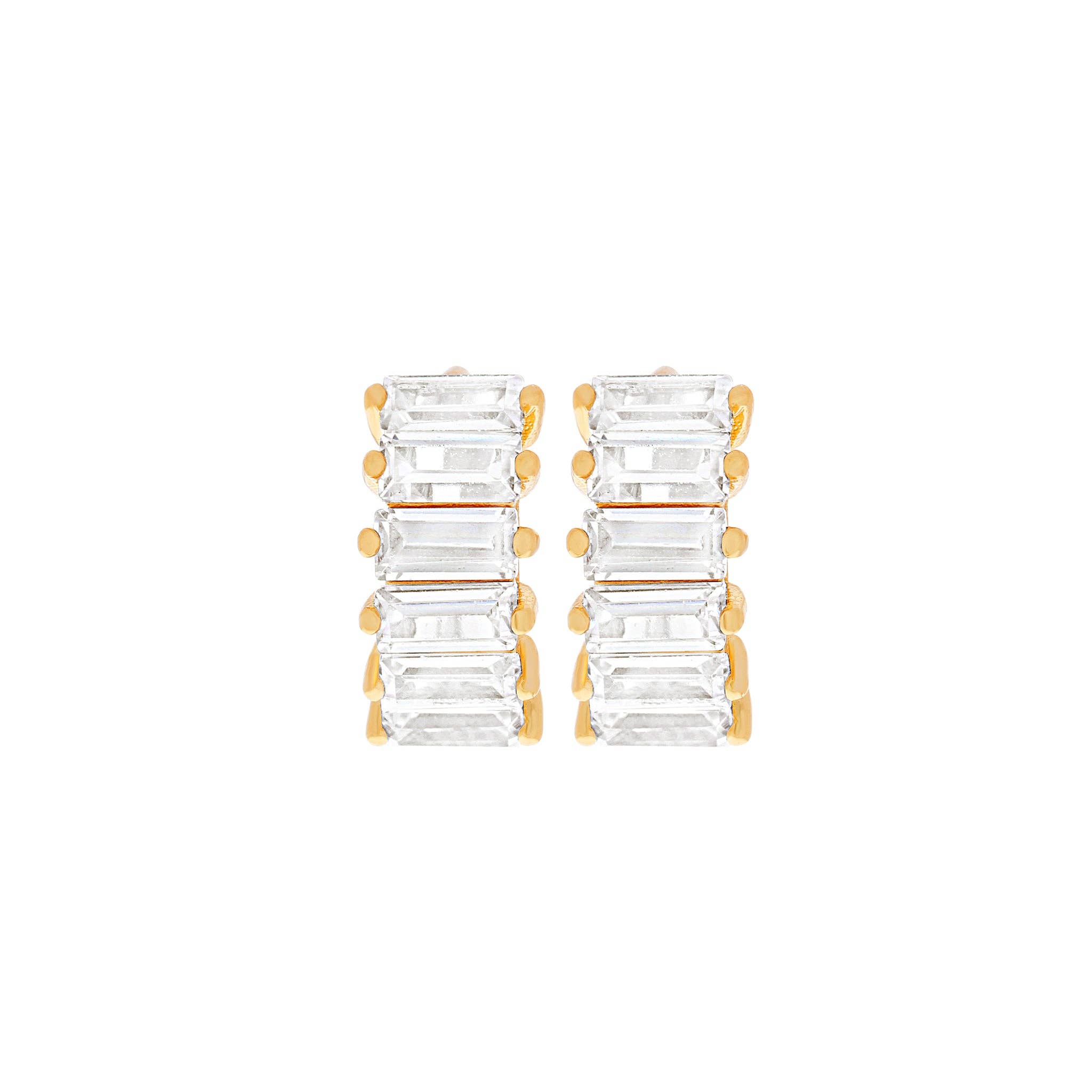 Bling Baguette Huggie Hoops