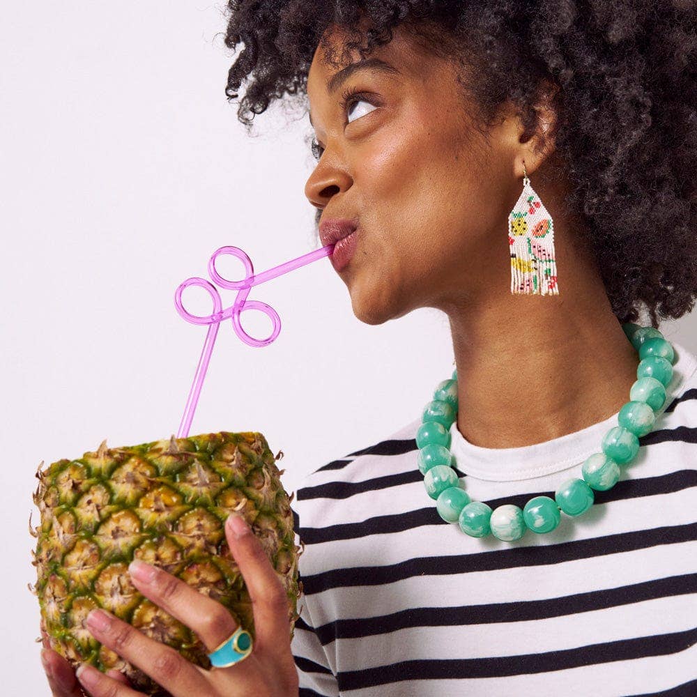 Delilah Fruit Beaded Fringe Earrings Multi