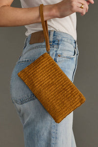 Mustard Corduroy Wristlet