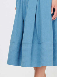 Pin-tuck Detailed A-line Midi Skirt