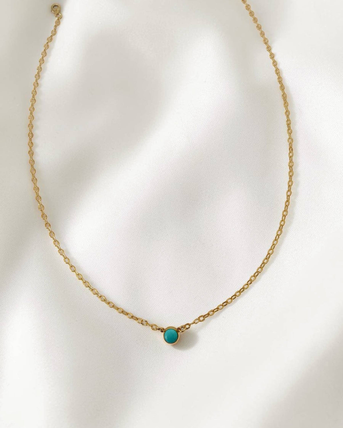 Sorrento Turquoise Solitaire Necklace Gold Filled