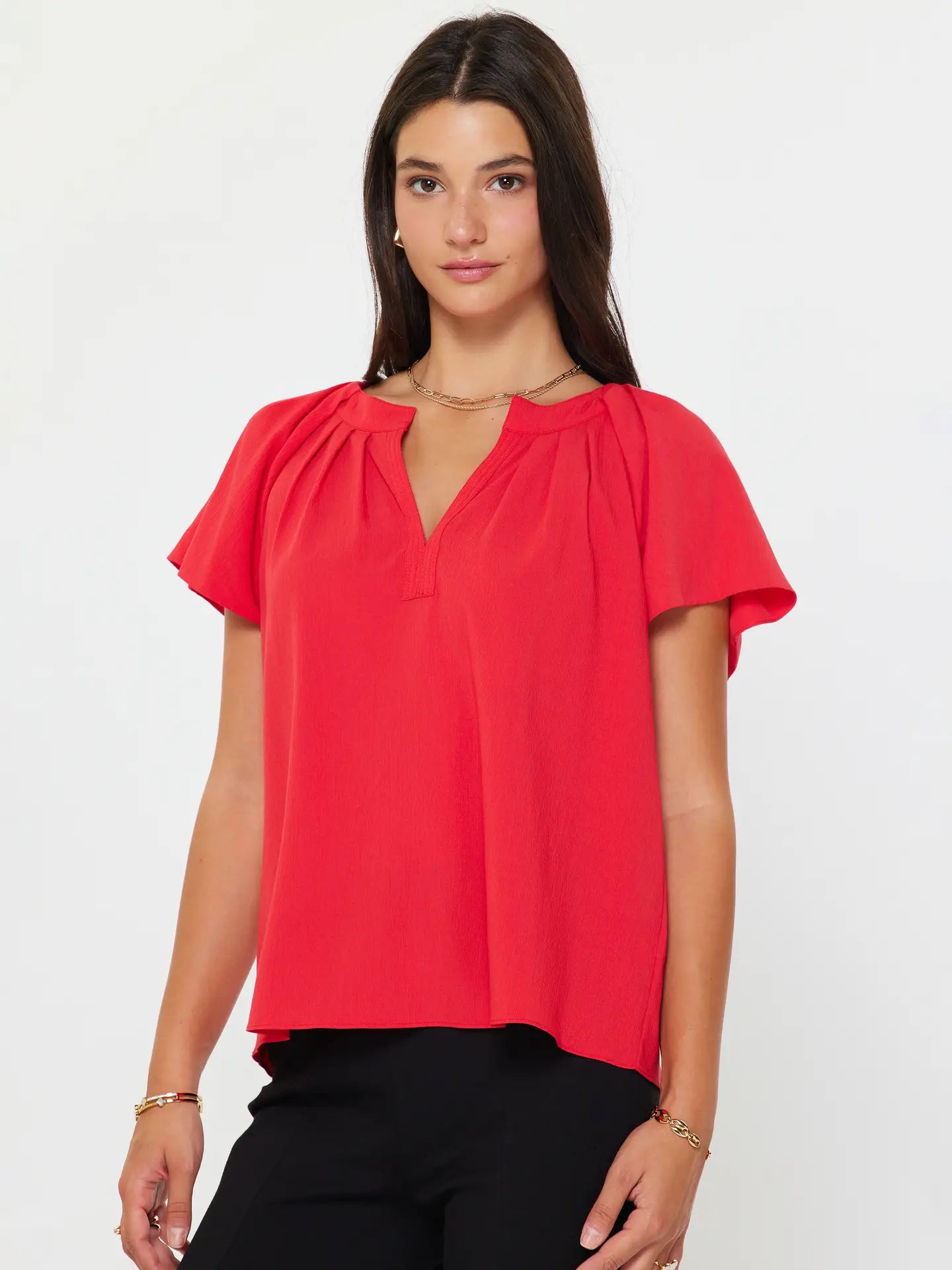 Pleated Neckline Blouse