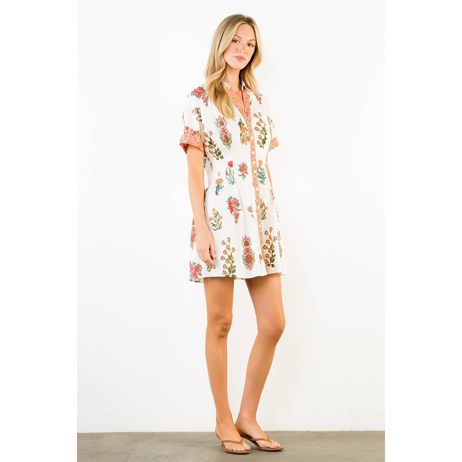 Short Sleeve Floral Pattern Dress