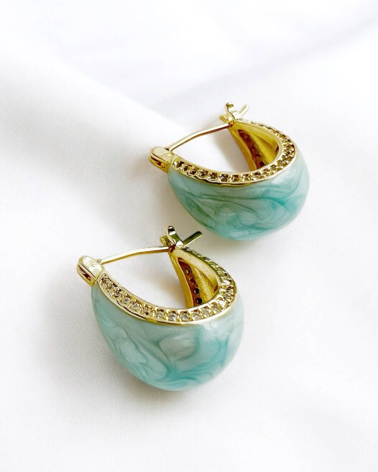 Palmer Colorful Enamel Hoops Earrings Gold Filled