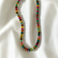 Greer Gemstone Multi Color Beaded Necklace Gold Filled