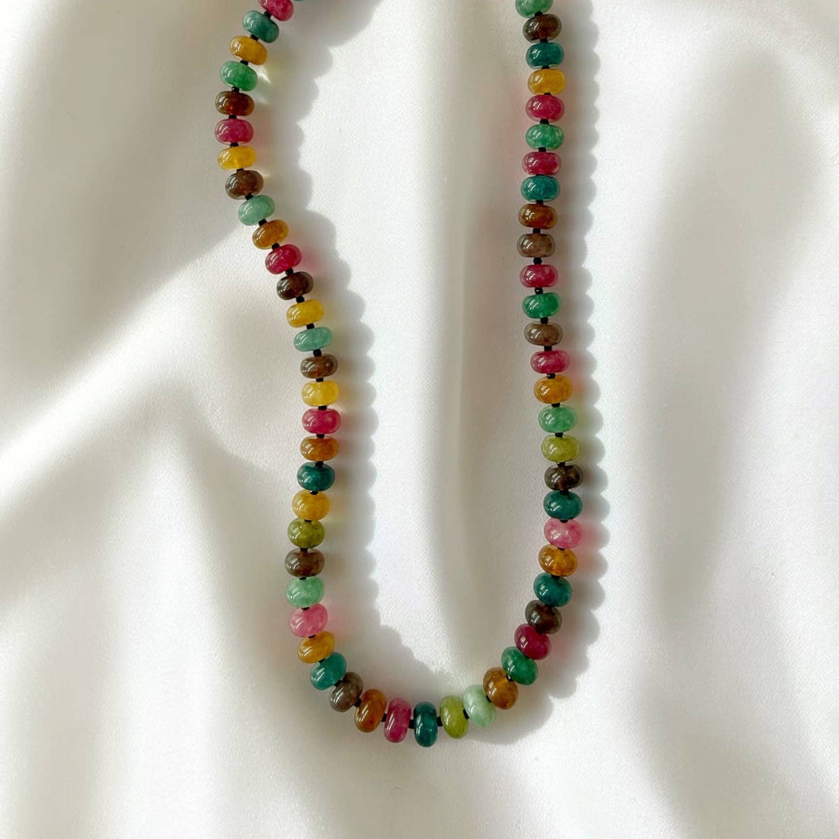 Greer Gemstone Multi Color Beaded Necklace Gold Filled