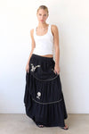 Embroidery Tiered Maxi Skirt