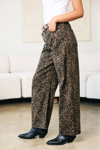 Leopard print barrel pants
