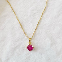 Margot Pink Pendant Necklace Gold Filled
