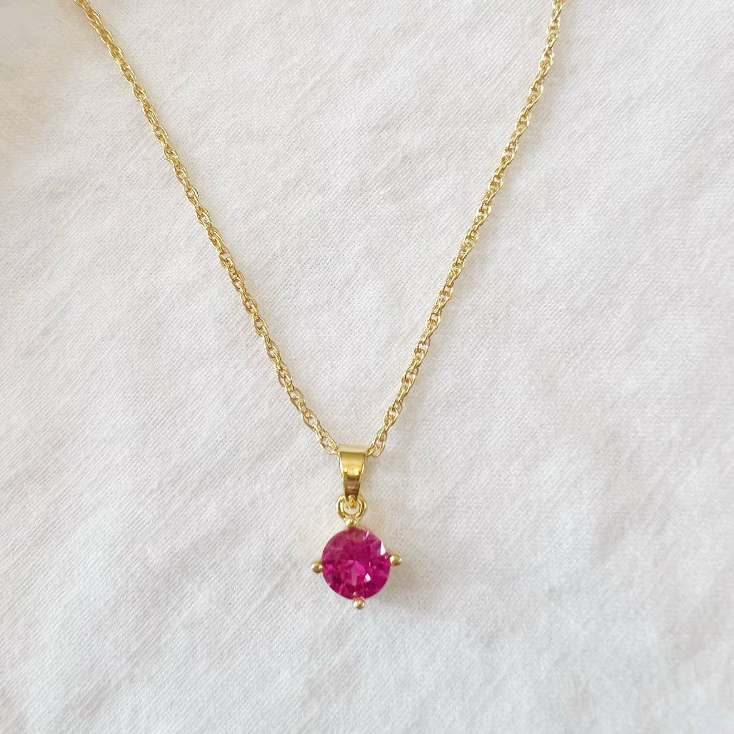 Margot Pink Pendant Necklace Gold Filled