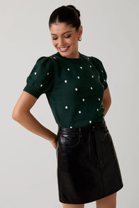 Polka Dot Embroidered Sweater