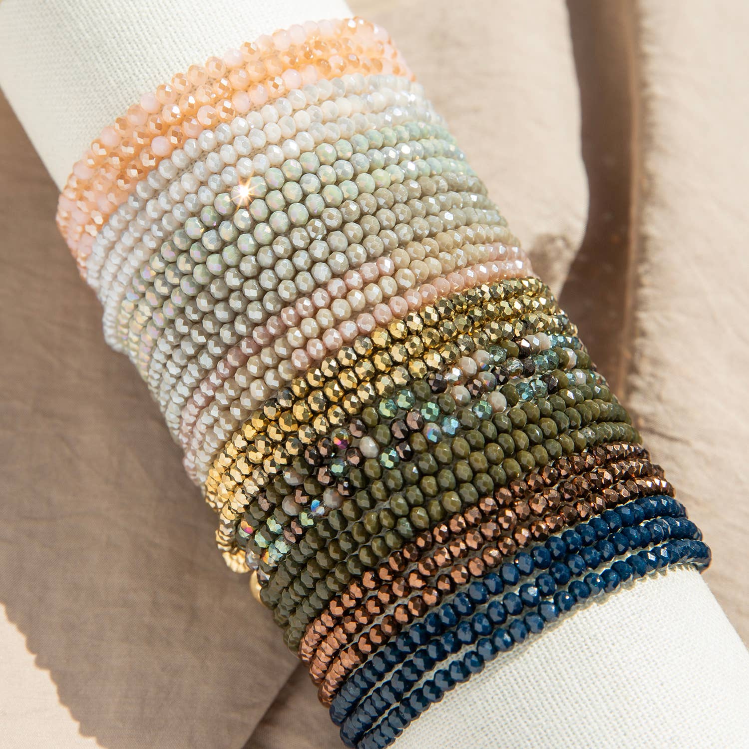 Mini stretch crystal beaded wrap bracelet